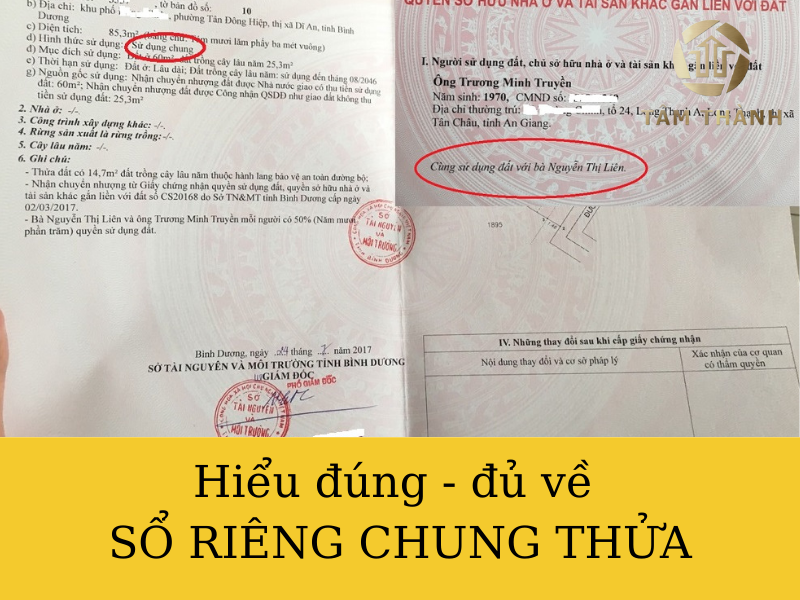 sổ riêng chung thửa